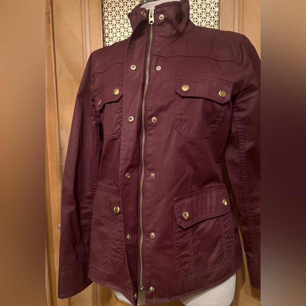 J CREW waxed jacket. Burgundy M. Like new - Picture 4 of 11
